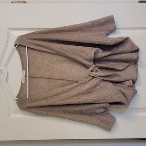 Lounge-style Tie-Front Sweater Cardigan - Taupe